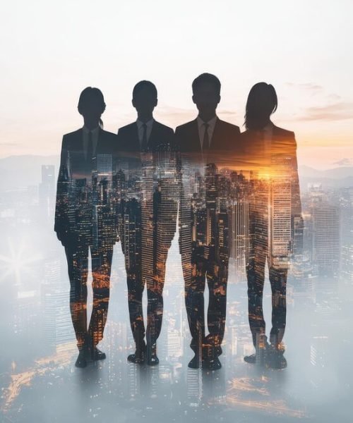 double-exposure-business-team-silhouettes-cityscape-symbolizing-teamwork-leadership_1029370-8543